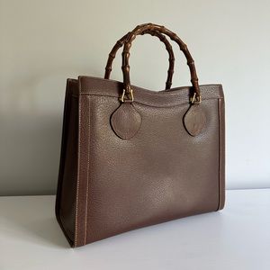Auth Gucci Diana brown large tote with bamboo handles